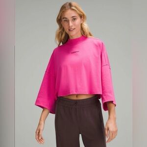 lululemon heavy cotton cropped 3/4 sleeve shirt sonic pink XS Small